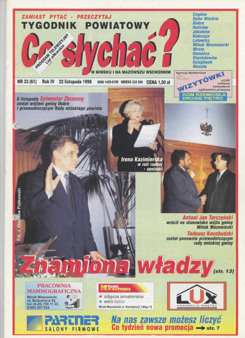 Okładka gazety Co słychać? - nr 33 (61) 1998